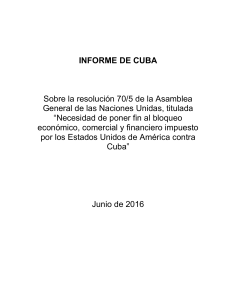 Necesidad de poner fin al bloqueo económico