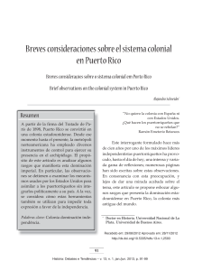 Breves consideraciones sobre el sistema colonial en Puerto