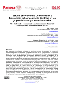 Estudio piloto sobre la Comunicación y Transmisión del