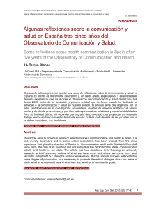 Algunas reflexiones sobre la comunicación y salud en España tras