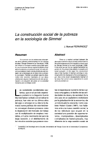 La construcción social de la pobreza en la sociología de Simmel
