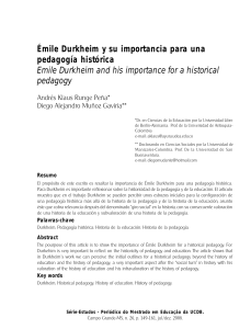 Émile Durkheim y su importancia para una pedagogía histórica