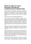 Entra en vigor la nueva Directiva Europea de Cualificaciones