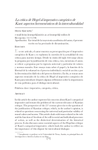 La crítica de Hegel al imperativo categórico de Kant