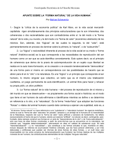 APUNTE SOBRE LA FORMA NATURAL DE LA VIDA HUMANA