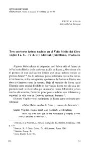 Tres escritores latinos nacidos en el Valle Medio dei Ebro (siglos I a