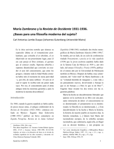 María Zambrano y la Revista de Occidente 1931-1936.