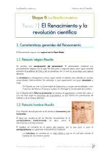 FILOSOFÍA - T7. El Renacimiento y la revolución científica