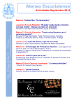 Ateneo Escurialense Actividades Septiembre 2012