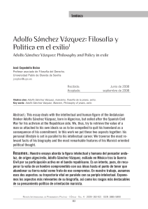 Adolfo Sánchez Vázquez: Filosofía y Política en el exilio1