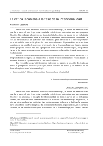 La crítica lacaniana a la tesis de la intencionalidad