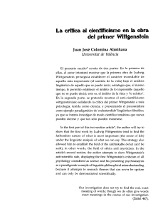 La crítica al cientificismo en la obra del primer Wittgenstein