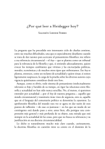 ¿Por qué leer a Heidegger hoy?