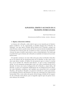 supuestos, límites y alcances de la filosofía intercultural