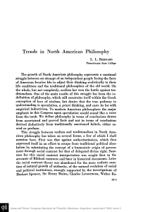 Trends in North American Philosophy