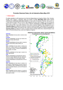 Pronóstico Estacional Oeste y Sur de Sudamérica Marzo