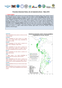 Pronóstico Estacional Oeste y Sur de Sudamérica Enero – Marzo