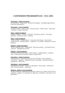 CONTENIDOS PROGRAMÁTICOS – OCC 2016 - La Paz