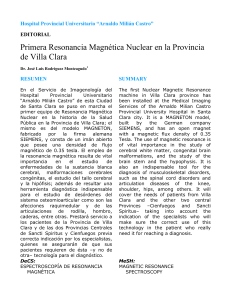 Primera Resonancia Magnética Nuclear en la Provincia de Villa Clara